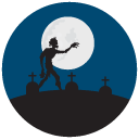 zombie cemetery Flat Round Icon