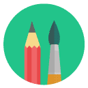 pencil and paint brush freebie icon