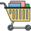 Full shopping cart filled outline icon