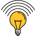 Illuminated Lightbulb filled outline icon