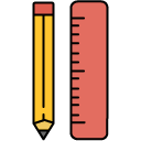 Pencil Ruler filled outline icon