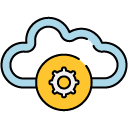 Settings Cloud filled outline Icon