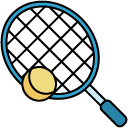 Tennis racket ball filled outline icon