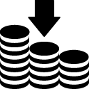 arrow down coins stack solid icon