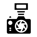 camera with flash glyph Icon