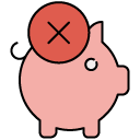 cancel piggybank filled outline icon