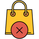 cancel shopping bag filled outline icon