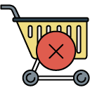 cancel shopping cart filled outline icon