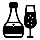 champagne bottle and glass glyph Icon