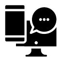 computer and mobile phone chat glyph Icon