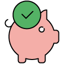 confirm piggybank filled outline icon