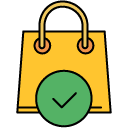 confirm shopping bag filled outline icon