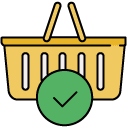 confirm shopping basket filled outline icon
