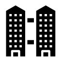 connected buildings glyph Icon