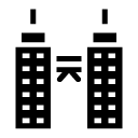 connected towers glyph Icon