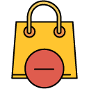 delete shopping bag filled outline icon