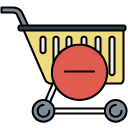 delete shopping cart filled outline icon