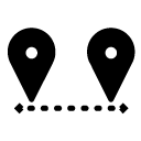 distance between locations glyph Icon