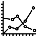double line chart solid icon