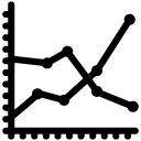 double line chart solid icon
