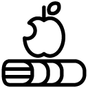 education book and apple line Icon