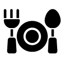 fork spoon and plate glyph Icon