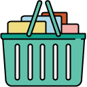 full shopping basket filled outline icon