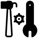 hammer and wrench glyph Icon