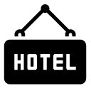 hanging hotel sign glyph Icon