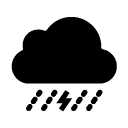 heavy rain and lightening glyph Icon