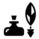 ink bottle and quill glyph Icon