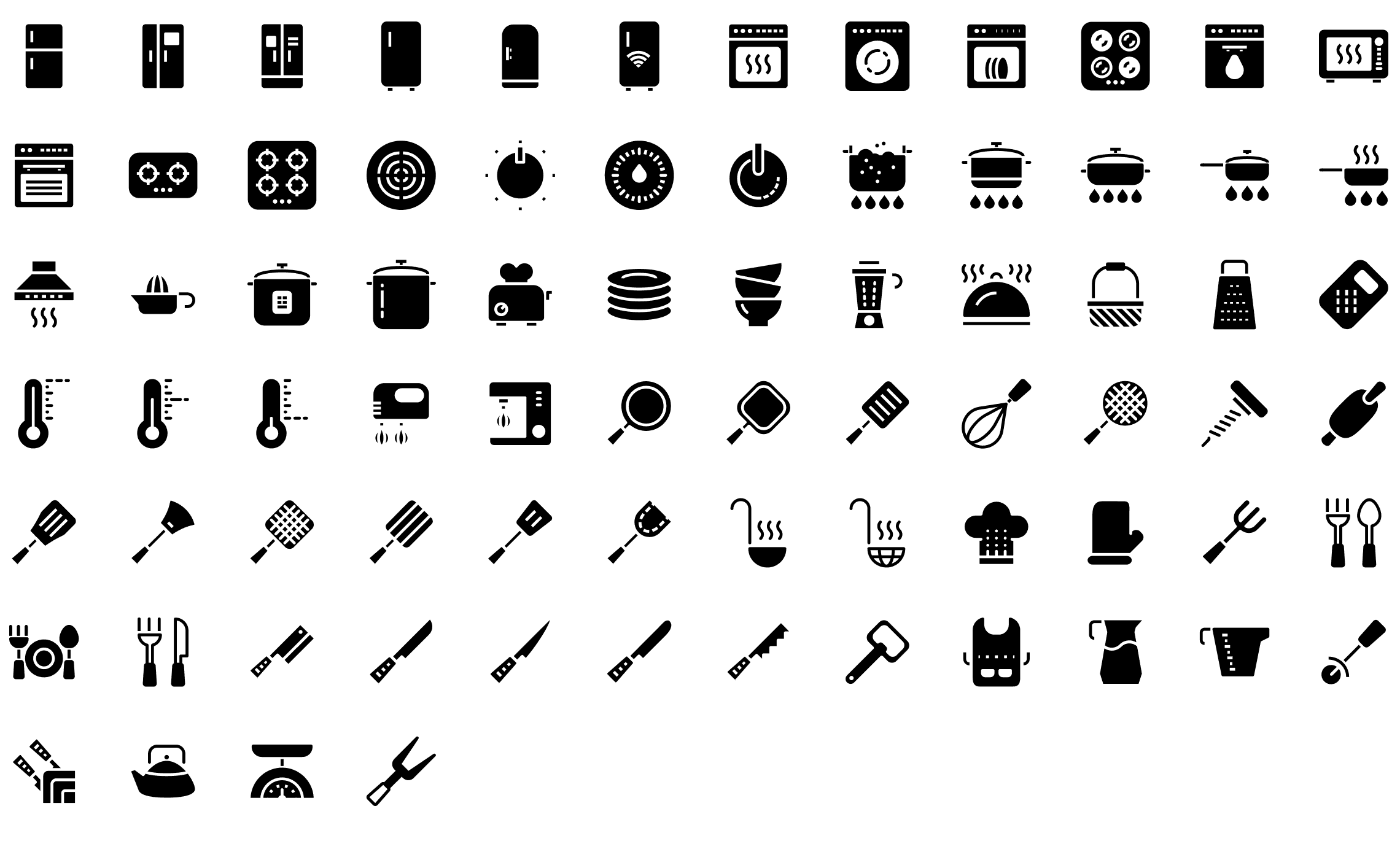 kitchen-appliances-glyph-icons-preview