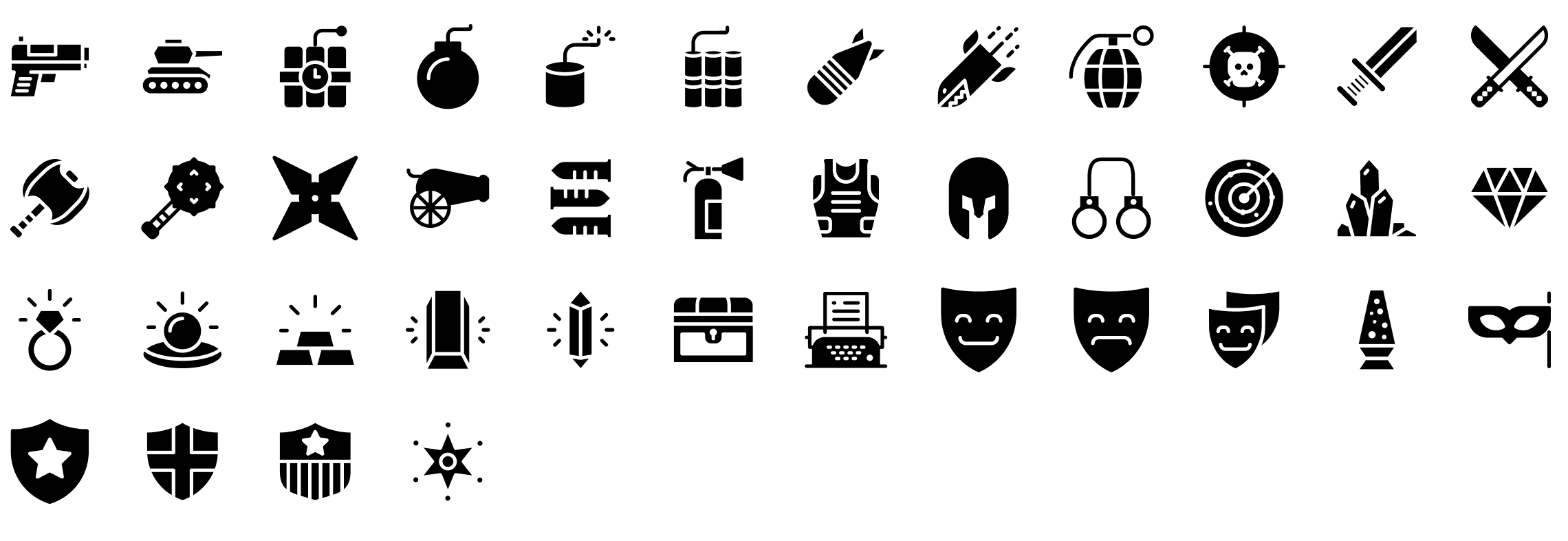 leisure-glyph-icons-preview