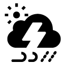 lightening rain and wind day glyph Icon
