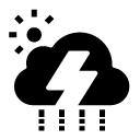 lightening storm day glyph Icon
