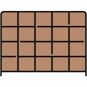 multiple small shelves filled outline icon