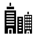 neighbouring buildings 2 glyph Icon