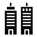 neighbouring buildingss 1 glyph Icon