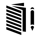 pencil and notebook glyph Icon