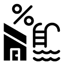 percentage sale house with pool glyph Icon