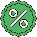 percentage_1 filled outline icon