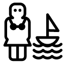 sailing woman line Icon