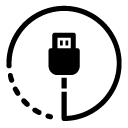 usb plug circle glyph Icon
