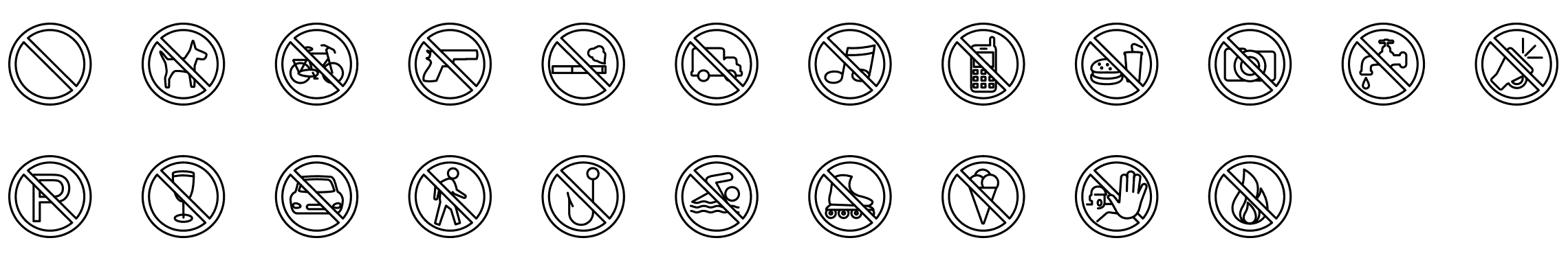 warning-signs-line-icons-preview