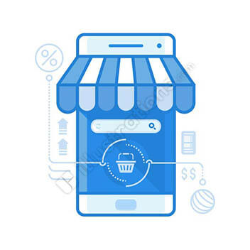 mobile shop line illustration