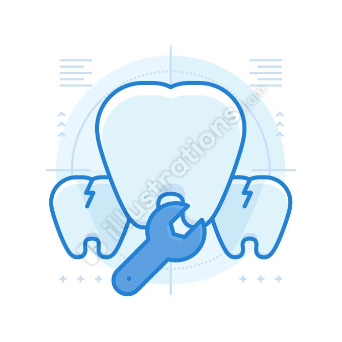 teeth-problem line illustration