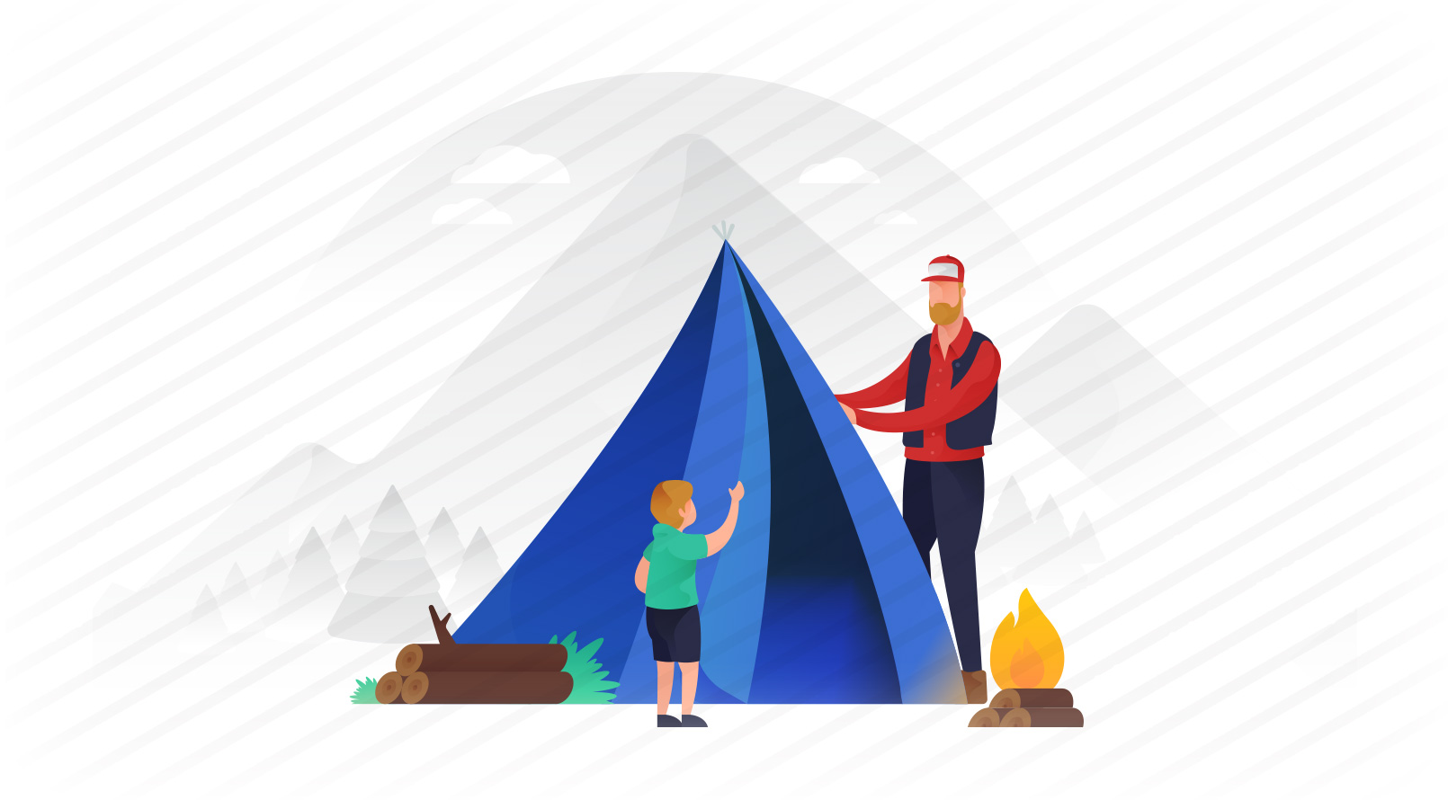 father-and-son-setting-up-tent-ui-banner-preview