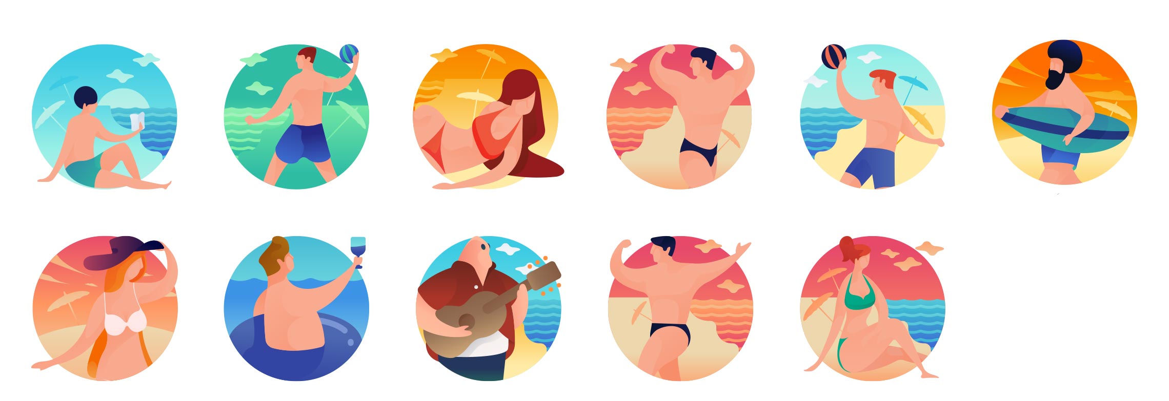 Beach Flat Icons Pack