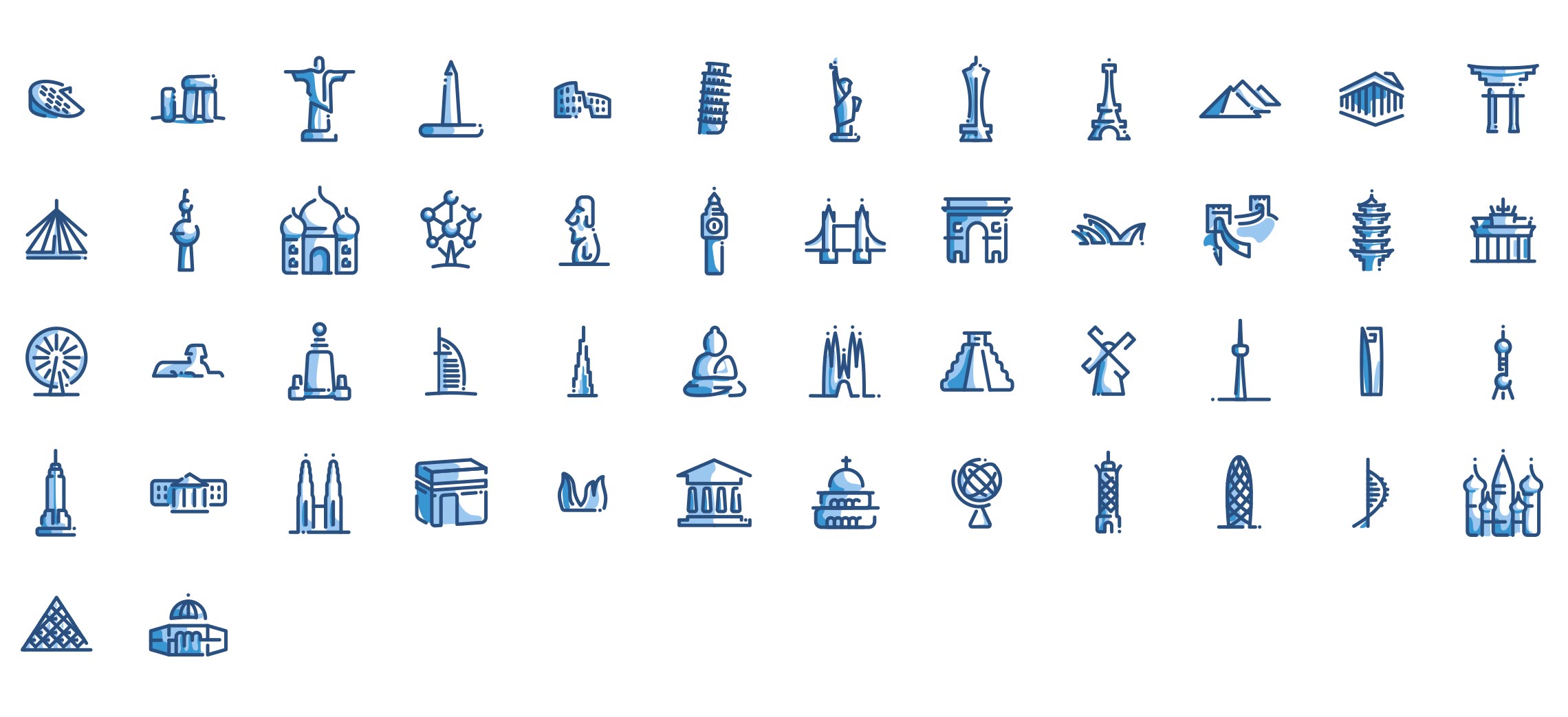 world-monuments-icons-set-preview