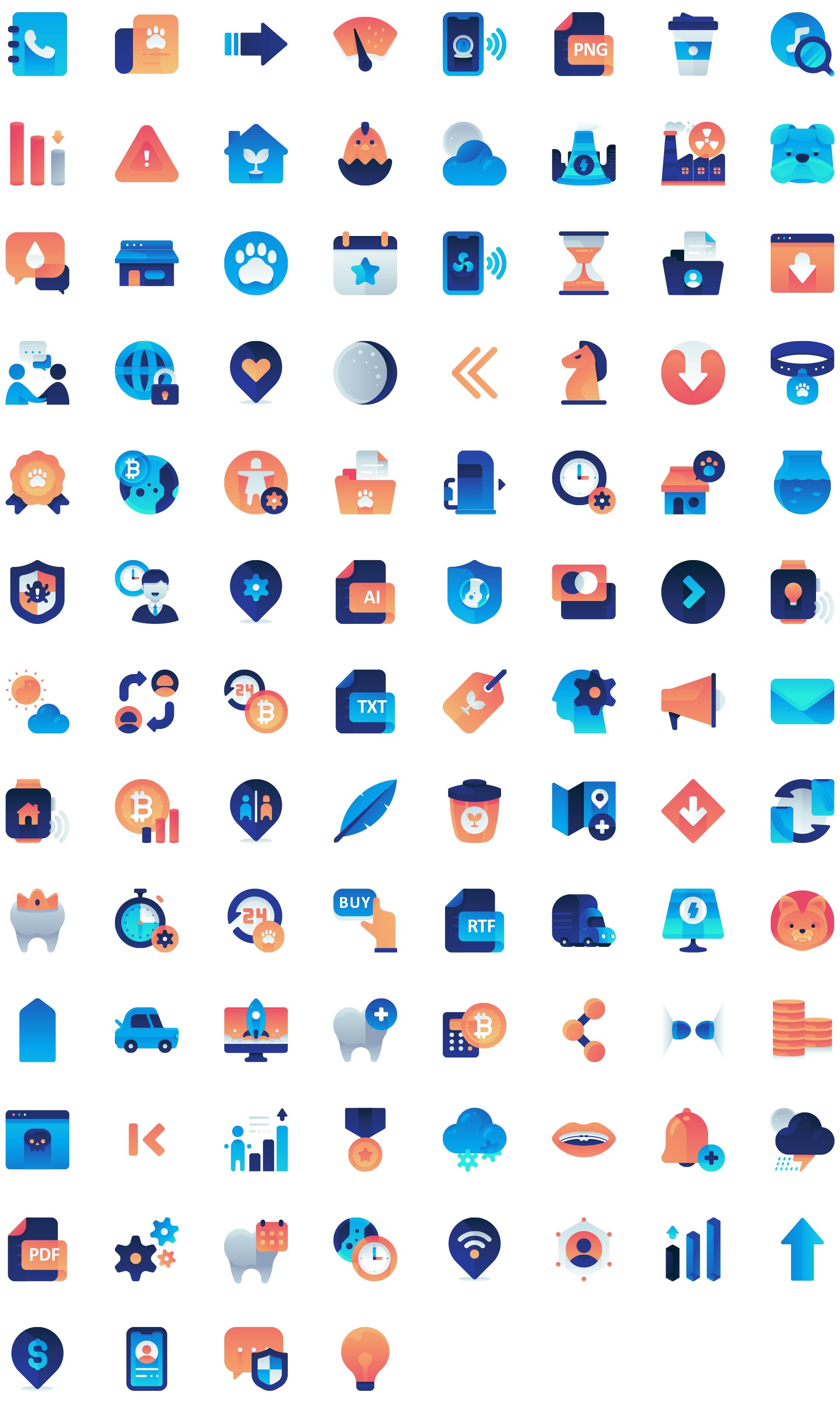 100 Free vector flat Gradient icons set on Round Icons Website